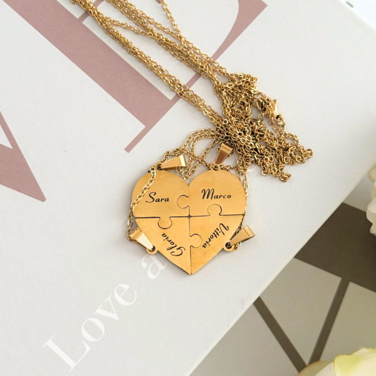 Collana con catena a maglie a forma di cuore in oro, stile rock massiccio, in acciaio inossidabile, a strati, gioielli boho delicati, regalo di San Valentino per lei. - Italia Collana con catena a maglie a forma di cuore in oro, stile rock massiccio, in acciaio inossidabile, a strati, gioielli boho delicati, regalo di San Valentino per lei. - Italia