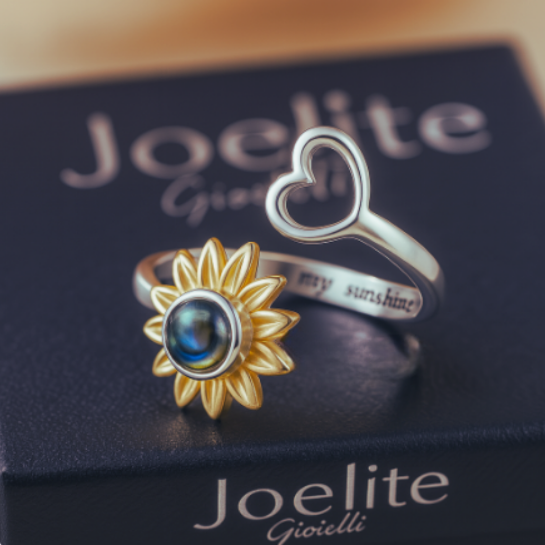 Remember - Anello Girasole personalizzato con foto | Argento 925S | Regolabile
