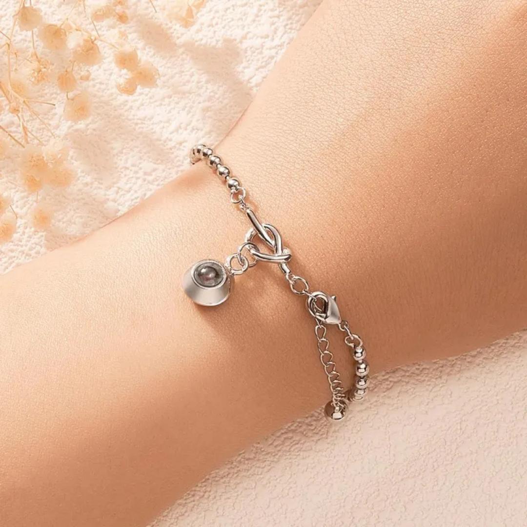 Remember™ Bracciale con nodo personalizzato con foto | Acciaio inossidabile