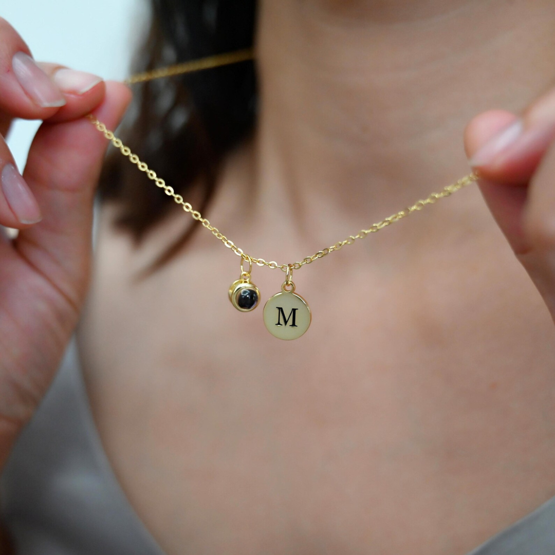 Remember™ Collana personalizzata con foto e lettera | Acciaio Inossidabile