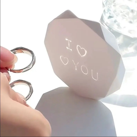 "I LOVE YOU" Coppia di Anelli con Proiezione in Argento 925 Sterling Regolabili - Set da 2