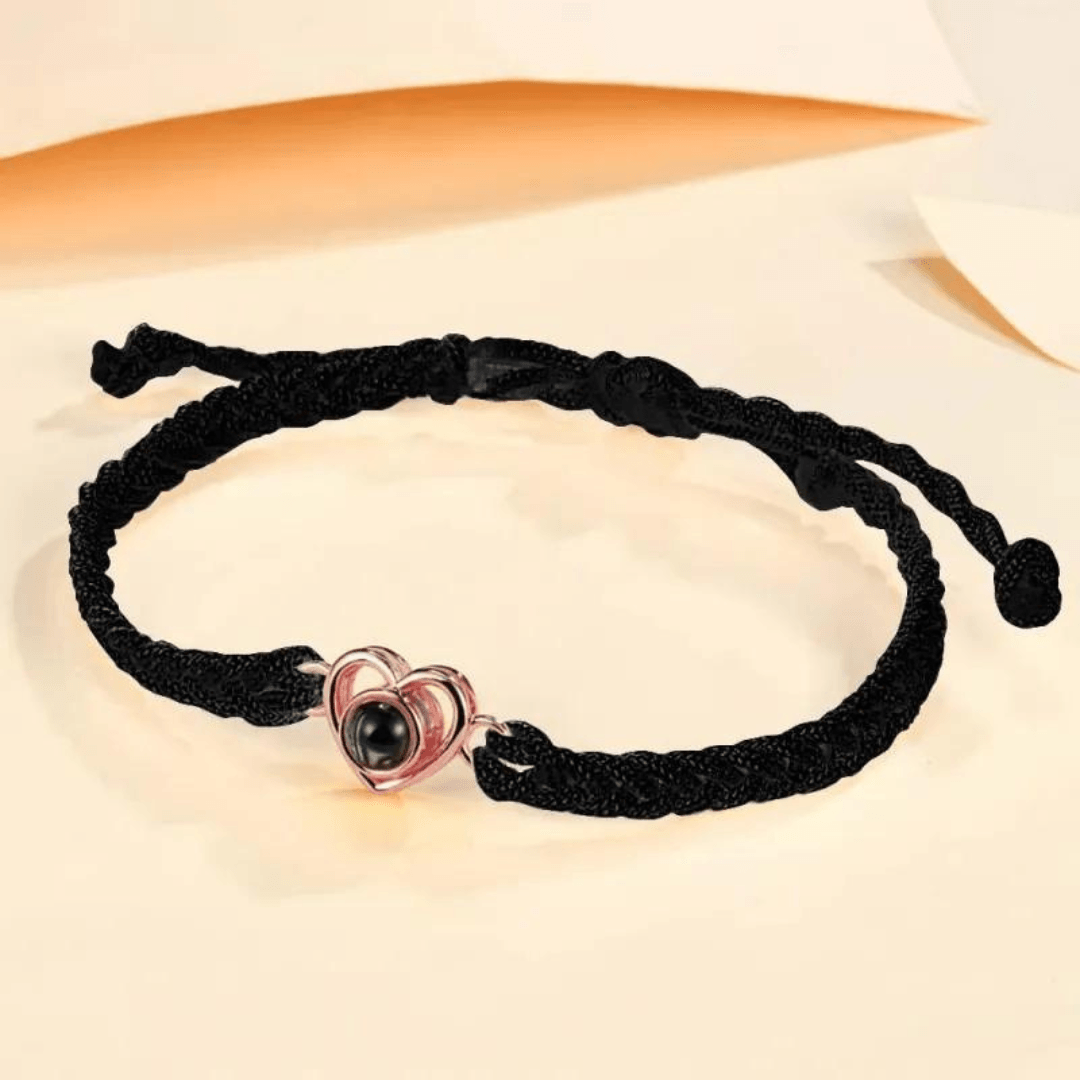 XiXi Bracciale Personalizzato in Pelle Intrecciata Nera Bracciale con XiXi Bracciale Personalizzato in Pelle Intrecciata Nera Bracciale con