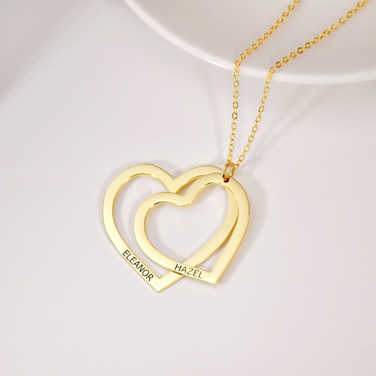 Collana Claire con Cuori Concentrici personalizzata con Incisioni - Acciaio Inossidabile
