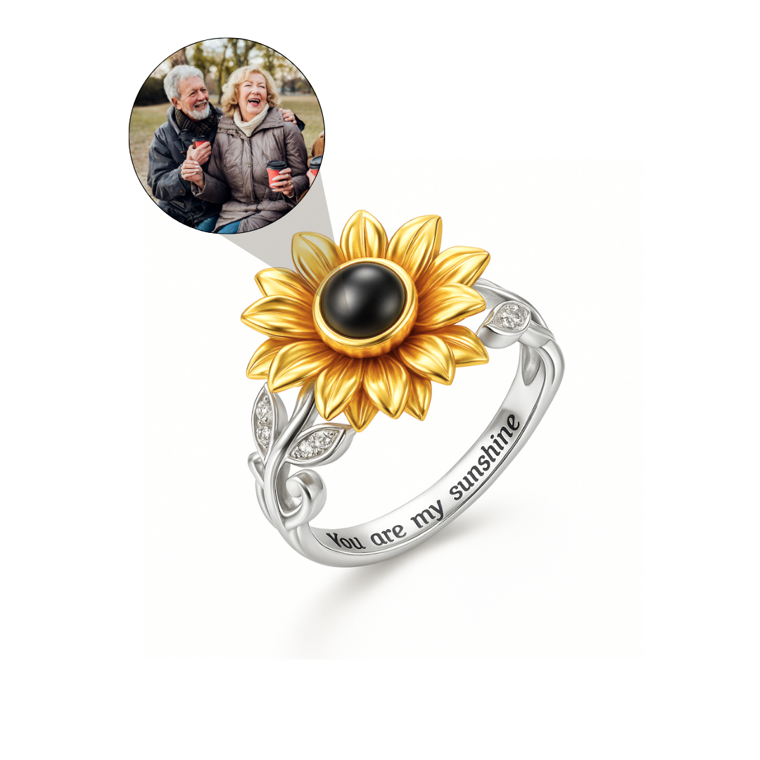 Remember - Anello Girasole personalizzato con foto - Regolabile