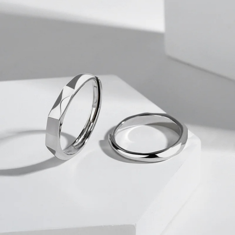 "I LOVE YOU" Coppia di Anelli con Proiezione in Argento 925 Sterling Regolabili - Set da 2