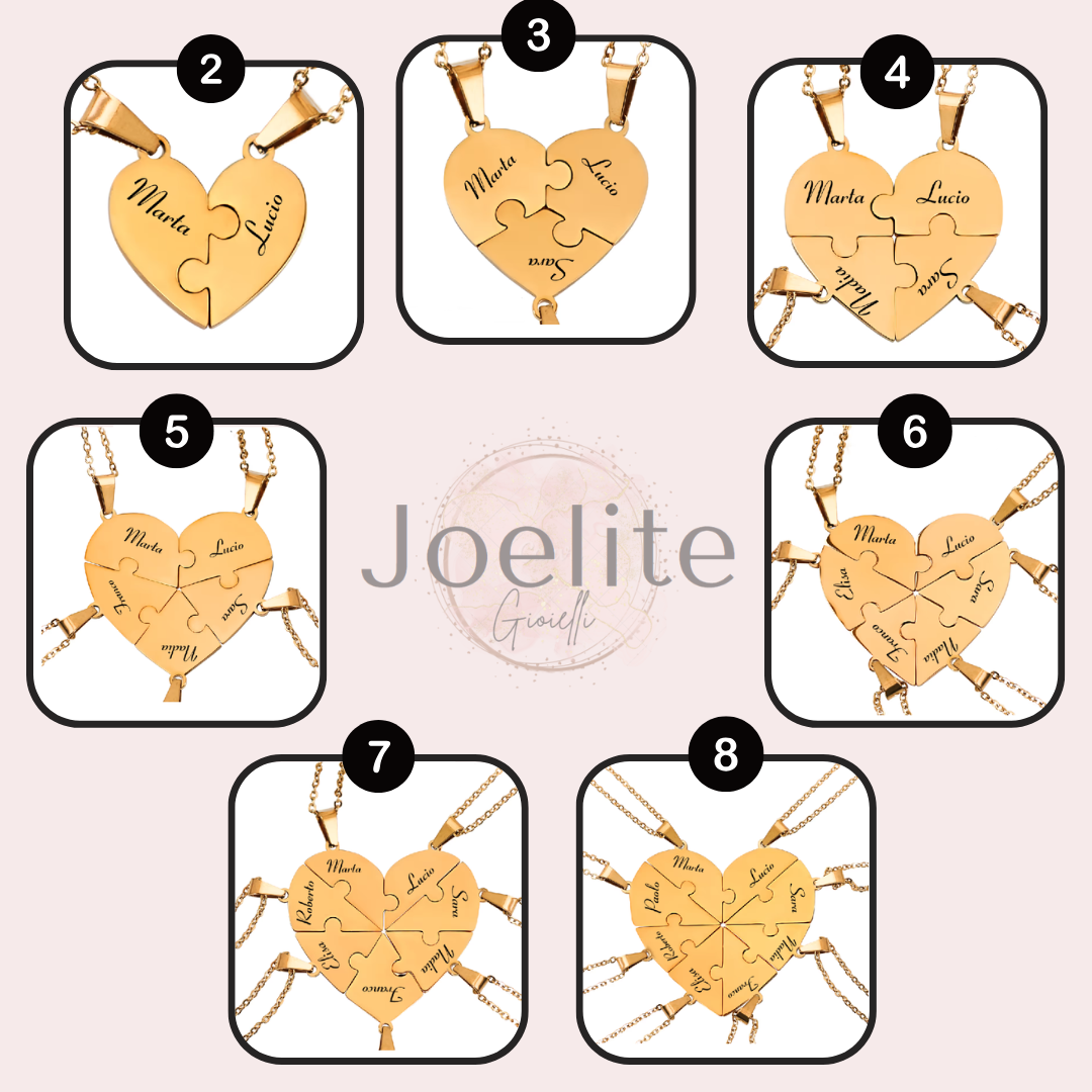 Collane d'acciaio 316 per coppia, puzzle in due colori, simboli LUI e LEI | Gioielli Eshop IT