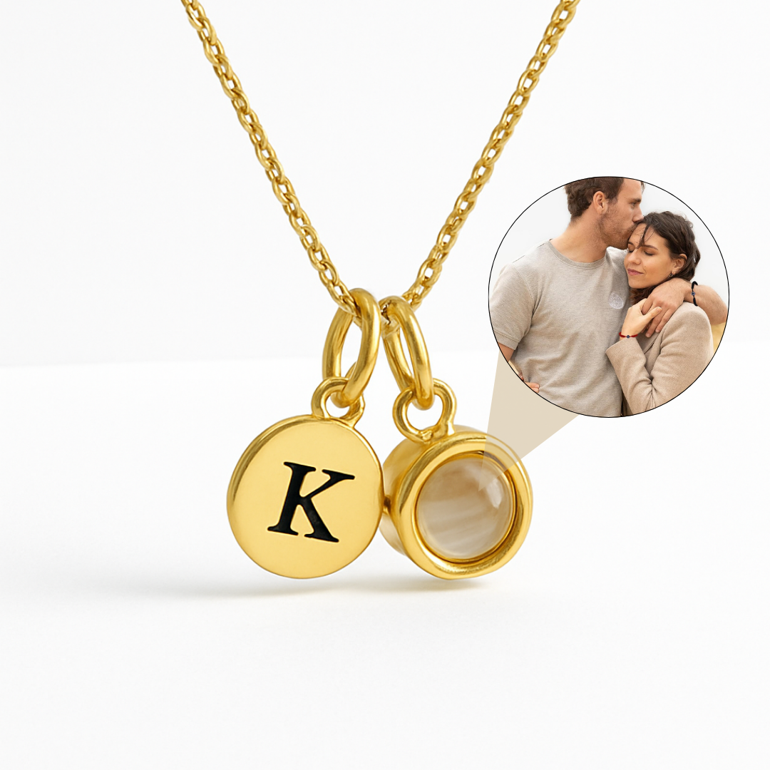 Remember™ Collana personalizzata con foto e lettera | Acciaio Inossidabile