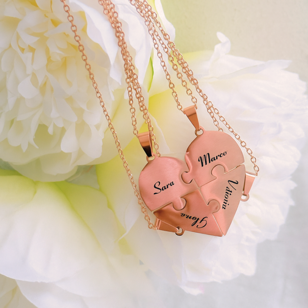 Pezzi di Cuore con Incisione Acciaio inossidabile | Collane - Bracciali - Portachiavi